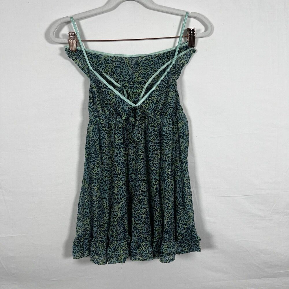 Victoria’s Secret Leopard Print Babydoll Chemise Slip Dress Green Medium